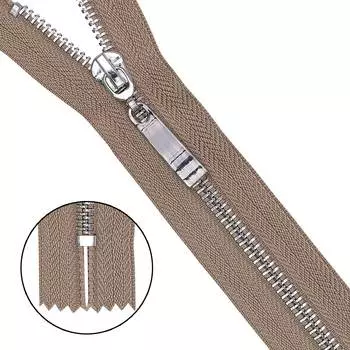 Молния металл-никель неразъемная Т5 - 18см (128 бежево-серый)