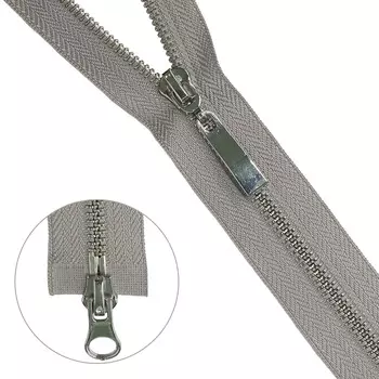 Молния металл-никель разъемная(2 зам.,Т5) - 85см (340 св.серый)