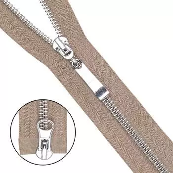 Молния металл-никель разъемная(2 зам.,Т5) - 80см (128 бежево-серый)