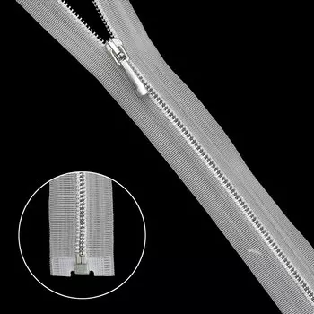 Молния металл-никель, разъемная, прозр.тесьма Т1 80см