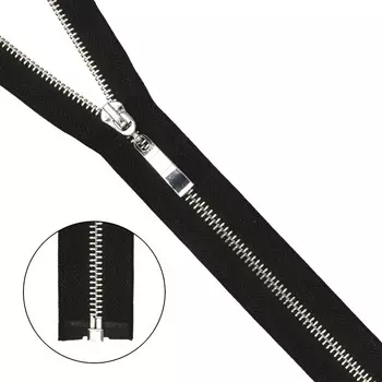 Молния металл-никель т5 1 замок 70см (580 черный)