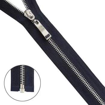 Молния металл-никель т5 1 замок 75см (233 т.синий)