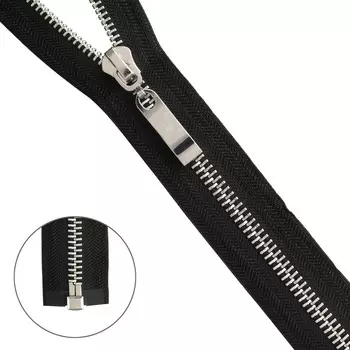 Молния металл-никель т8 1 замок 55см (580 черный)