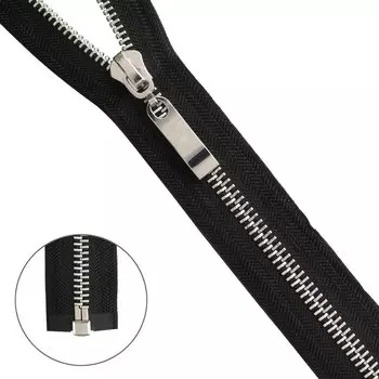 Молния металл-никель т8 1 замок 65см (580 черный)