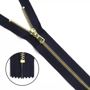 Молния металл, золото неразъемная Т5 - 18 см (233 т.синий)