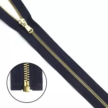 Молния металл, золото разъемная Т5 - 60см (233 т.синий)