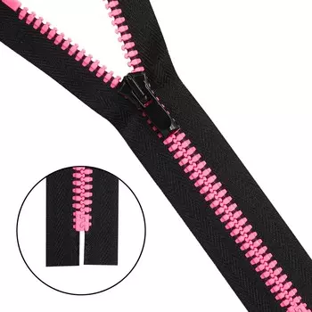 Молния трактор Тип 10 (6мм) 18см неразъемная NEON Arta-F (077 черный/081 яр.розовый)