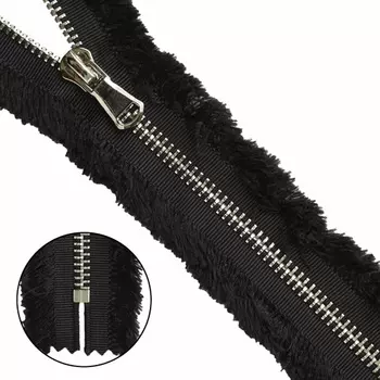 Молния-никель с бахромой, 1зам, неразъемная Т5 - 18 см (черный)