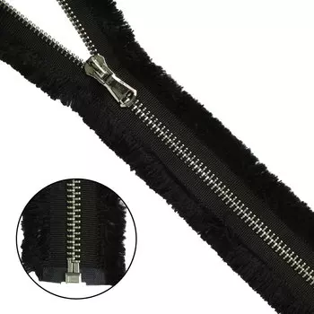 Молния-никель с бахромой, 1зам, разъемная Т5 - 80 см (черный)