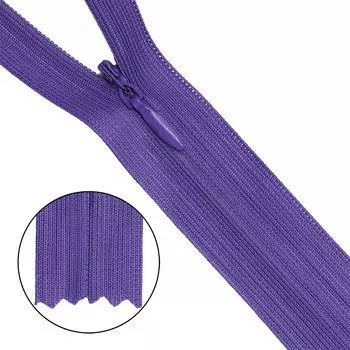 Молния потайная нераз.т3 50см (нейлон) (218 т.сиреневый)