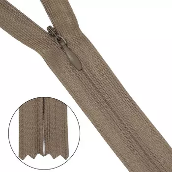 Молния потайная нераз.т3 50см (нейлон) (573 бежево-серый)