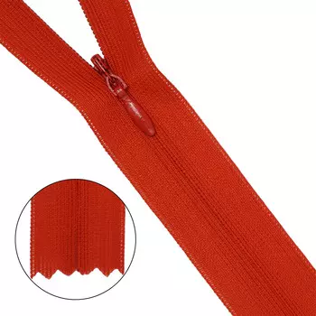 Молния потайная нераз.т3 50см (нейлон) (820 св.красный)