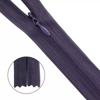 Молния потайная нераз.т3 50см (нейлон) (867 т.баклажан)