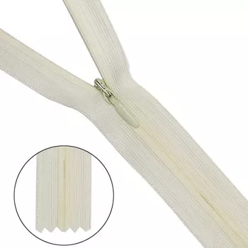 Молния потайная нераз.т3 70см (нейлон) (122 молочный)