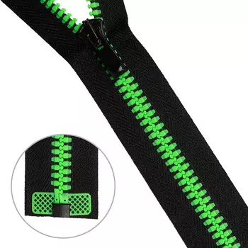 Молния трактор Тип 10 (6мм) 1 замок 60см NEON Arta-F (077 черный/049 яр.салатовый)