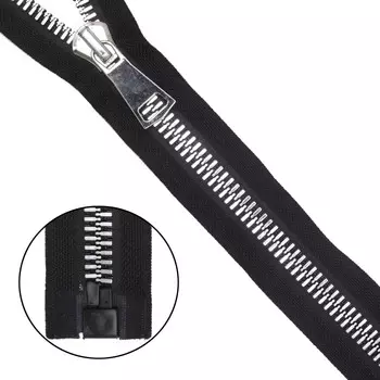 Молния 'трактор' Т10 1зам., декоративное звено, ник/черн, 70см