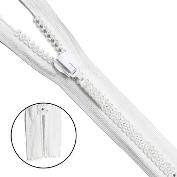 Молния 'трактор ' Т10 со стразами 2ряда, нераз. - 18см (501 белый)