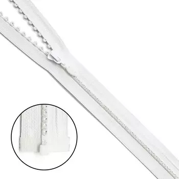 Молния 'трактор ' Т5 со стразами, 1замок - 40см (501 белый)