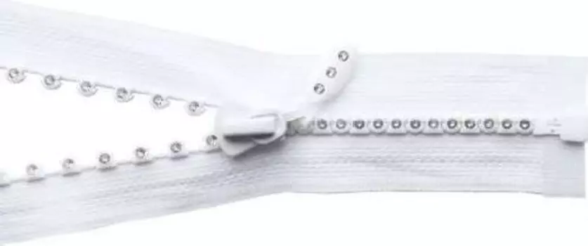 Молния 'трактор ' Т5 со стразами, 1замок - 50см (501 белый)