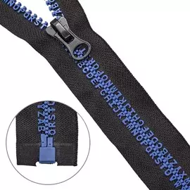 Молния 'трактор' Т8 1зам., декоративное звено 'Алфавит', 60см (черный/340 синий)