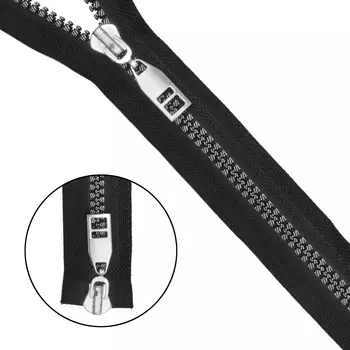 Молния 'трактор' Т8 2зам., декоративное звено, никель/черн, 100см