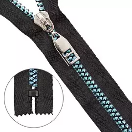 Молния 'трактор' Т8 a/l 1зам., декорат. звено, неразъемн., лагуна/черн. 18см