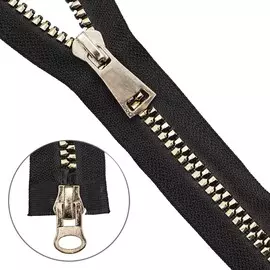 Молния 'трактор' Т8 a/l 2зам., декорат. звено 'акулий зуб', зол/черн 90см