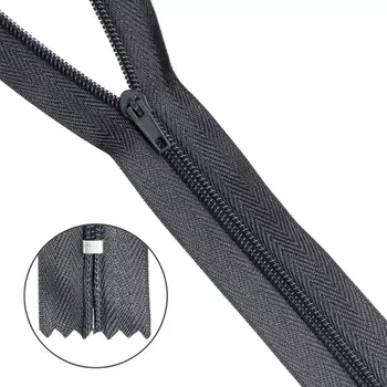 Молния юбочная p/l Т3 - 20см (А-312 т. серый)