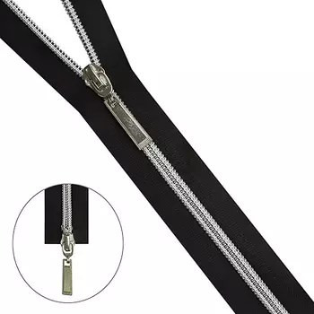 Молния 'витая' 2зам. никель/черн. Т7 - 100см