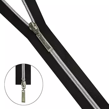 Молния 'витая' 2зам. никель/черн. Т7 - 85см