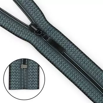 Молния витая Тип 6 18см неразъемная декоративная тесьма меланж Arta-F (D533M бирюзово-черный)