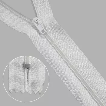 Молния витая Т3 неразъемная p/l - 50см (501 белый)