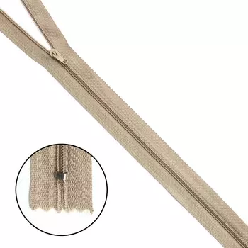 Молния витая Т3 неразъемная p/l - 50см (573 бежево-серый)