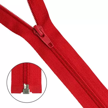 Молния витая т5 1 замок 80см (А-148 красный)