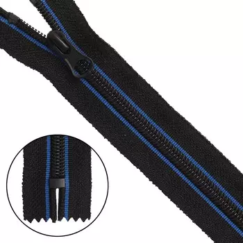 Молния 'витая' Т7 1зам., принт 'Полосы', нераз., 18см (черный/синий)