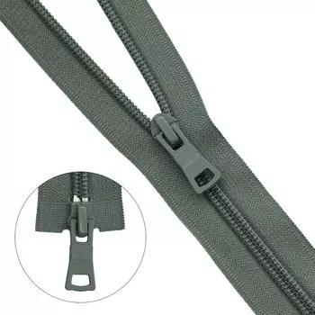 Молния витая т7 2 замка 60см (275 серый)