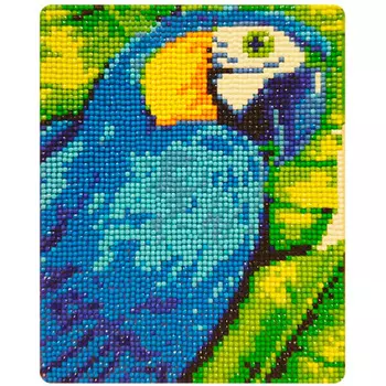 MP012 Алмазная картина Колор Кит 'Сине-желтый ара'17*21см
