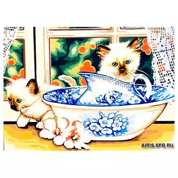 MRC1531-321 Канва с рисунком MARGOT 'Котята в миске' 40*50 см