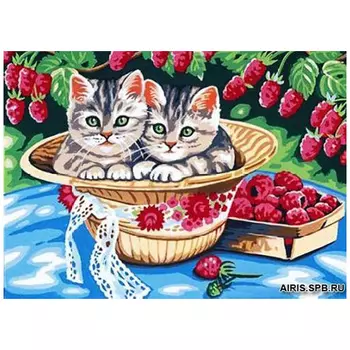 MRC722-215 Канва с рисунком MARGOT 'Котята в шляпе' 30*40 см