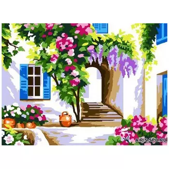 MRC722-308 Канва с рисунком MARGOT 'Дворик' 30*40 см