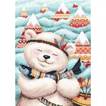 МС-051 Алмазная мозаика 'Мишка с рыбкой'27*38см Brilliart