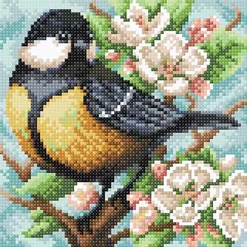 МС-059 Алмазная мозаика 'Синица на яблоне'20*20см Brilliart