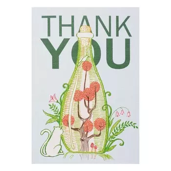 MWA01 Поздравительная открытка с вышивкой 'Thank You', 12*17 см.(конверт в комплекте)