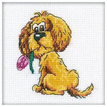 Н202 Набор для вышивания RTO 'Собачка с цветочком', 10*10 см