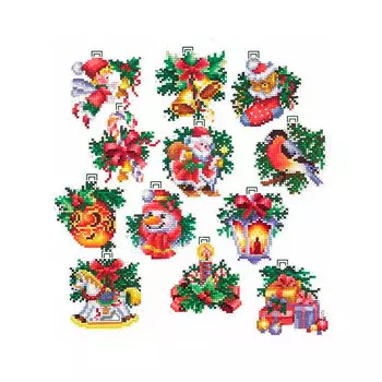 Н-17 Набор для вышивания 'Новогодние игрушки' 12 вышивок 6х6 см
