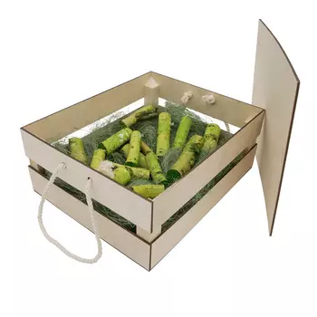 НА-015 Набор для оформления подарка 'Зеленый мужской', ящик 25*30 см, белый