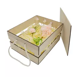 НА-022 Набор для оформления подарка 'Нежно-розовый', ящик 25*20 см, белый