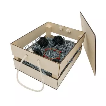 НА-027 Набор для оформления подарка 'Черный мужской', ящик 25*30 см, белый