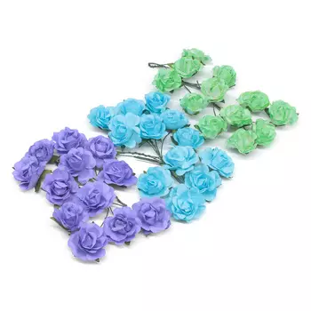 Набор бумажных цветов для творчества и скрапбукинга, 36 шт, Ассорти 6