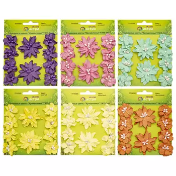 Набор бумажных хризантем 'Ассорти' D=3*5см, 60 шт, Астра